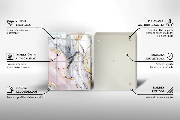 Üveg vágódeszka Pasztell márvány