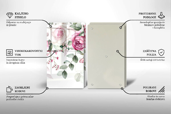 Üveg vágódeszka Akvarell rózsák