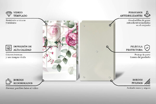 Üveg vágódeszka Akvarell rózsák