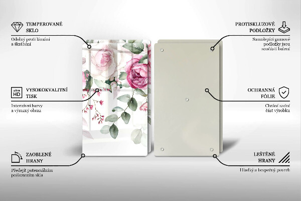 Üveg vágódeszka Akvarell rózsák