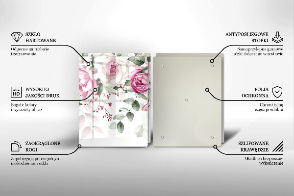 Üveg vágódeszka Akvarell rózsák