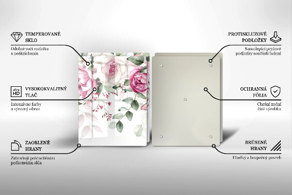 Üveg vágódeszka Akvarell rózsák
