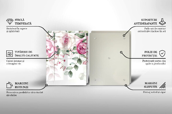 Üveg vágódeszka Akvarell rózsák