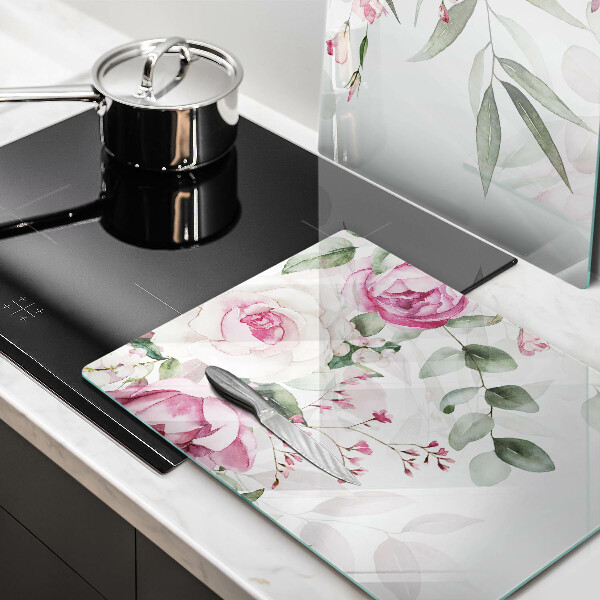 Üveg vágódeszka Akvarell rózsák