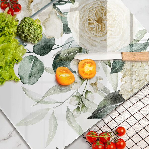 Üveg vágódeszka Akvarell virágok