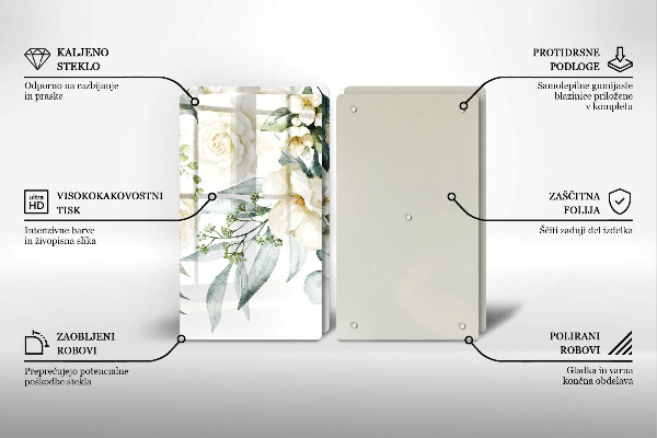 Üveg vágódeszka Akvarell virágok