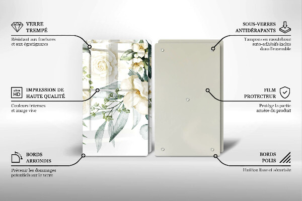 Üveg vágódeszka Akvarell virágok