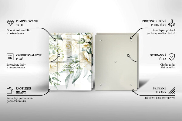 Üveg vágódeszka Akvarell virágok