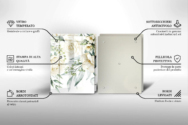 Üveg vágódeszka Akvarell virágok