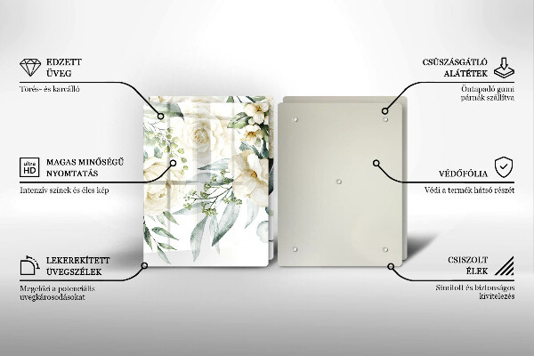 Üveg vágódeszka Akvarell virágok