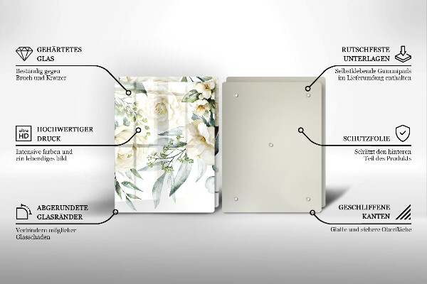 Üveg vágódeszka Akvarell virágok