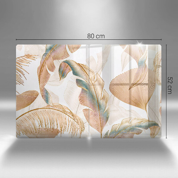 Üveg vágódeszka Boho tollak és levelek