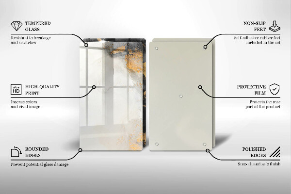 Üveg vágódeszka Absztrakció arannyal