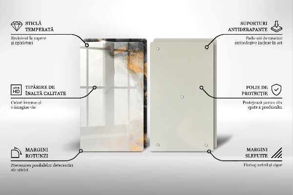 Üveg vágódeszka Absztrakció arannyal