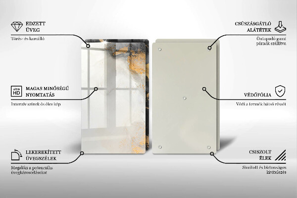 Üveg vágódeszka Absztrakció arannyal