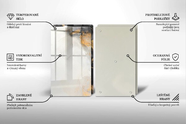 Üveg vágódeszka Absztrakció arannyal