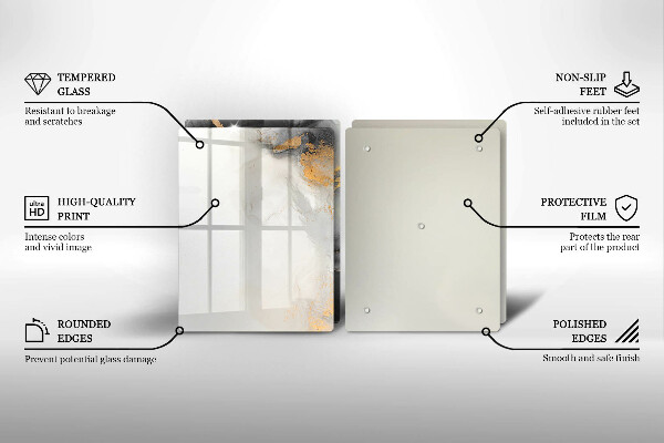 Üveg vágódeszka Absztrakció arannyal