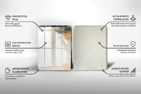 Üveg vágódeszka Absztrakció arannyal