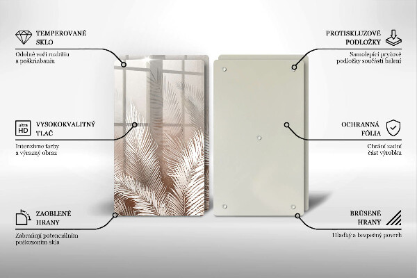 Üveg vágódeszka Boho növényzet levelei