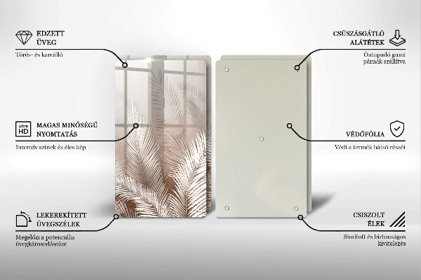 Üveg vágódeszka Boho növényzet levelei