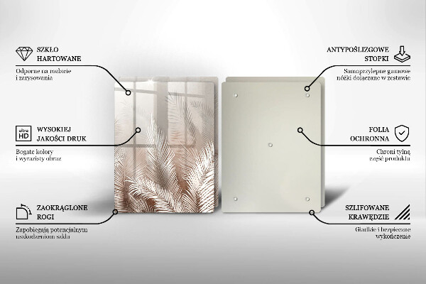 Üveg vágódeszka Boho növényzet levelei