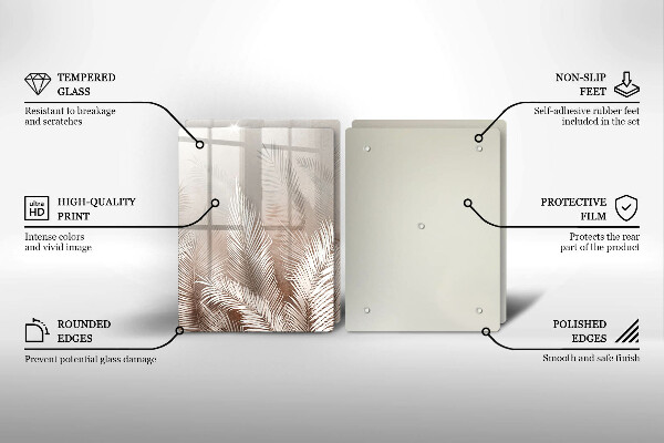 Üveg vágódeszka Boho növényzet levelei