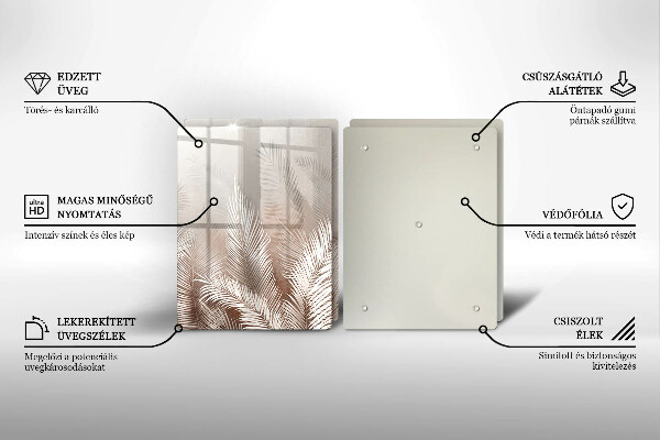 Üveg vágódeszka Boho növényzet levelei