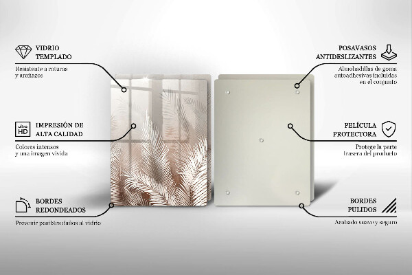 Üveg vágódeszka Boho növényzet levelei