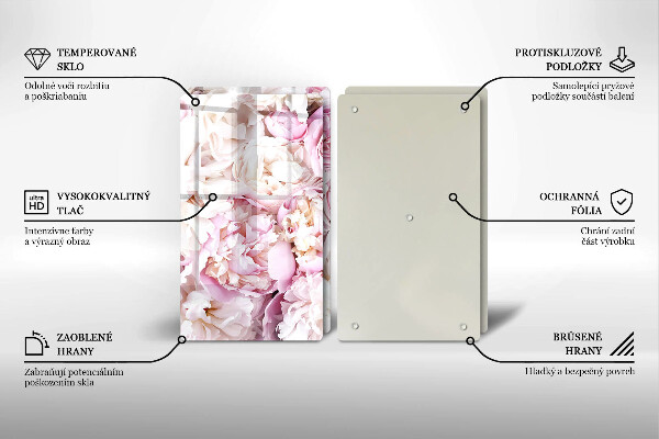 Üveg vágódeszka Bazsarózsa csokor