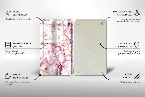 Üveg vágódeszka Bazsarózsa csokor