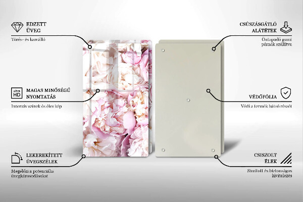 Üveg vágódeszka Bazsarózsa csokor