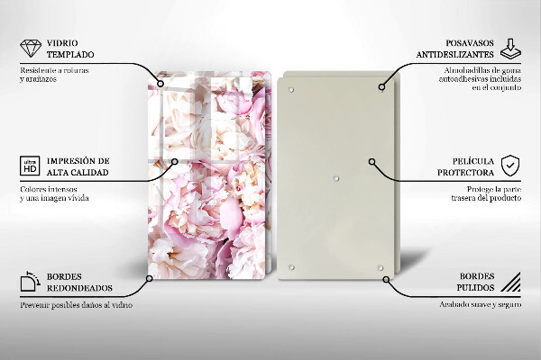 Üveg vágódeszka Bazsarózsa csokor