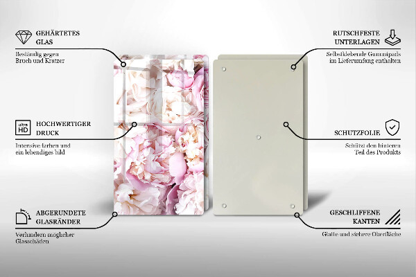 Üveg vágódeszka Bazsarózsa csokor