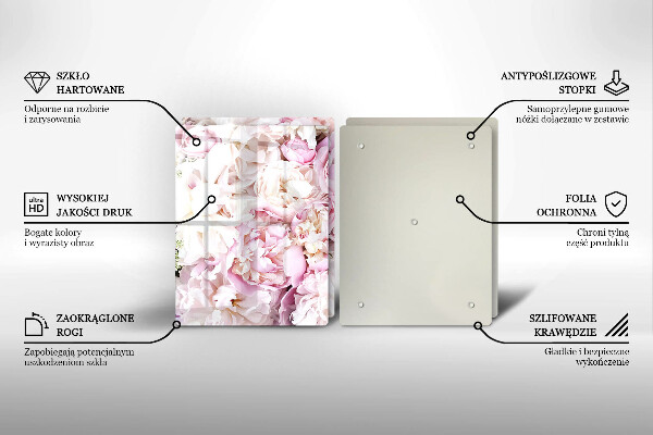 Üveg vágódeszka Bazsarózsa csokor