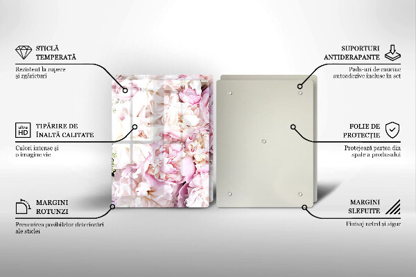 Üveg vágódeszka Bazsarózsa csokor