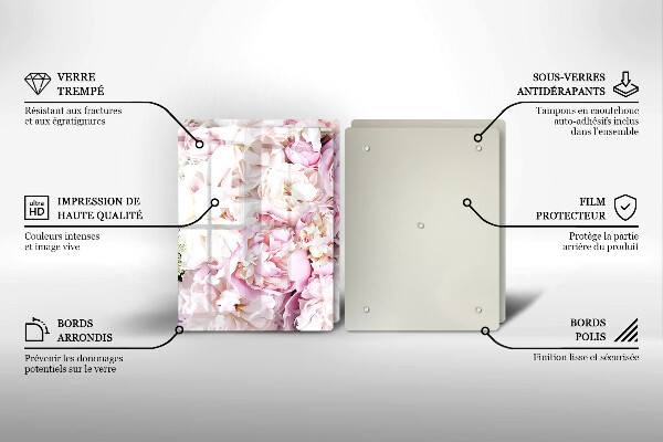 Üveg vágódeszka Bazsarózsa csokor