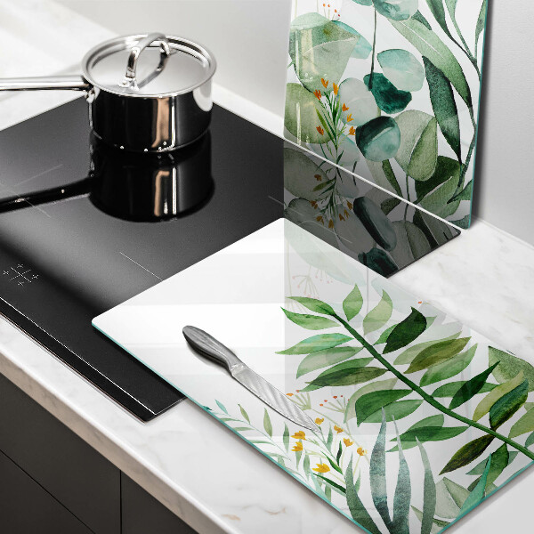 Üveg vágódeszka Növény levelek illusztráció