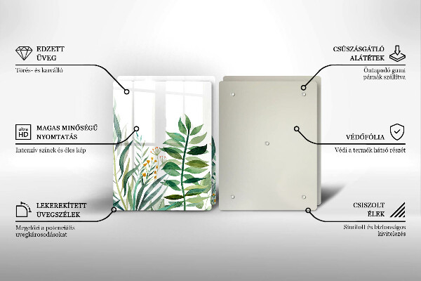 Üveg vágódeszka Növény levelek illusztráció