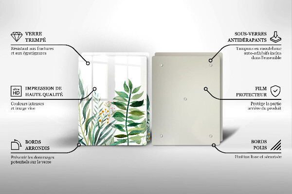 Üveg vágódeszka Növény levelek illusztráció