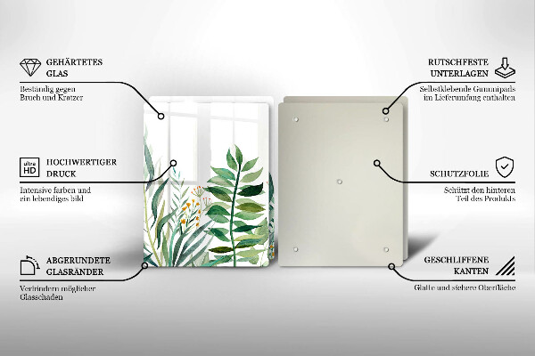 Üveg vágódeszka Növény levelek illusztráció