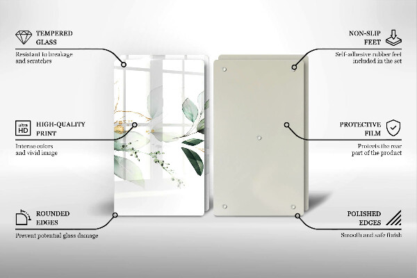 Üveg vágódeszka Akvarell levelek