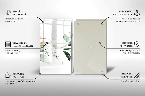 Üveg vágódeszka Akvarell levelek