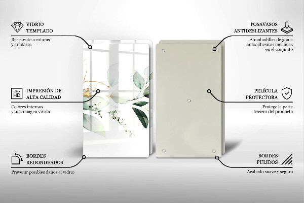 Üveg vágódeszka Akvarell levelek