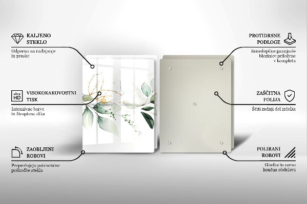 Üveg vágódeszka Akvarell levelek