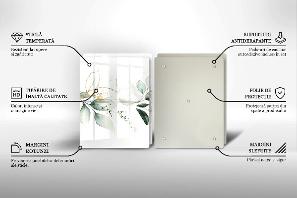 Üveg vágódeszka Akvarell levelek