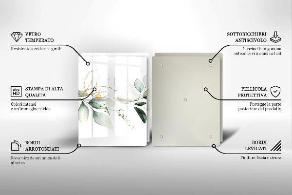 Üveg vágódeszka Akvarell levelek