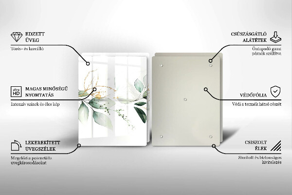 Üveg vágódeszka Akvarell levelek