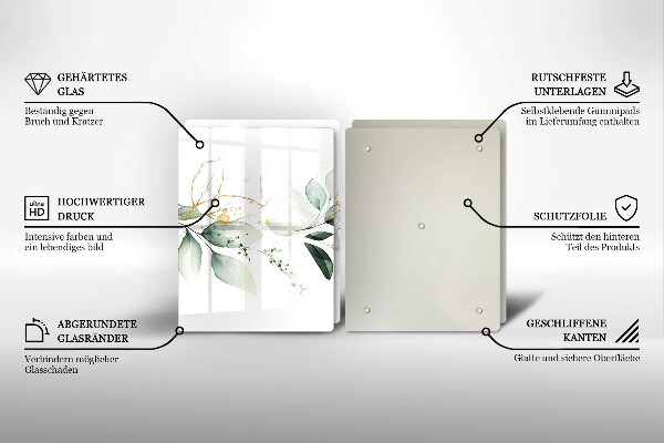 Üveg vágódeszka Akvarell levelek