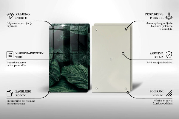 Üveg vágódeszka Sötét levelek