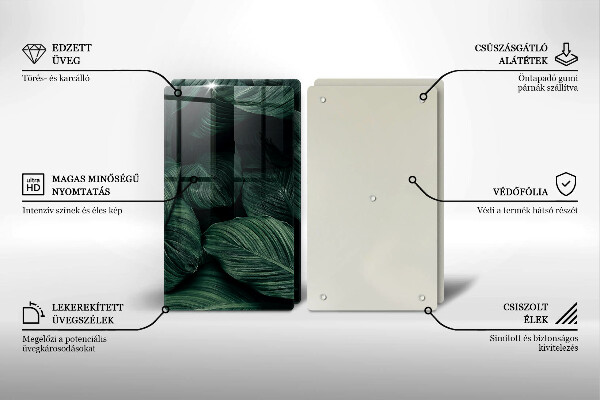 Üveg vágódeszka Sötét levelek